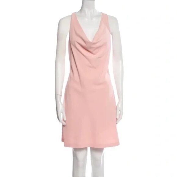 NWT alice + olivia Classics Harmony Racerback Cowl Neck ALine Blush Mini Dress 6 - Picture 3 of 16